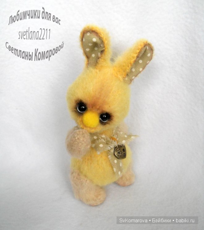 Лютик вязаный зайка, авторская игрушка своими руками