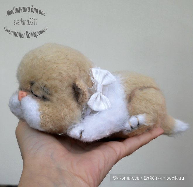 Мурочка спящий котёнок, авторская игрушка своими руками (фото 3)