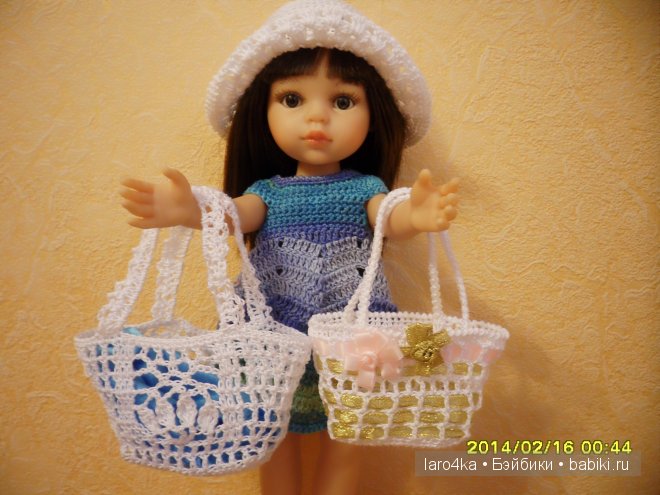 Мастер-класс сумочки-корзинки для куклы связанной крючком