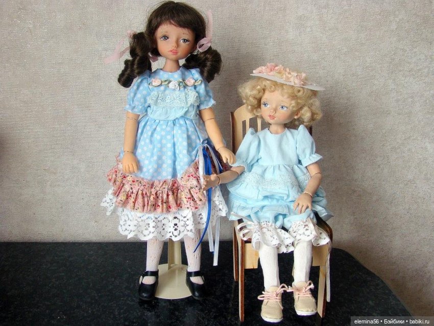 Сестренки Татьяна и Оленька, интерьерные куклы