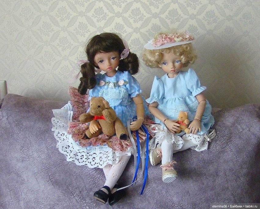 Сестренки Татьяна и Оленька, интерьерные куклы