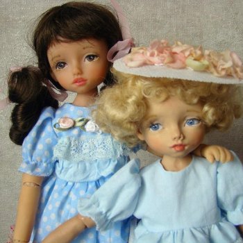 Сестренки Татьяна и Оленька, интерьерные куклы