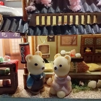 Румбокс с медвежатами, подсветкой, шкатулкой, деревянной подставкой "Цветущая Сакура"