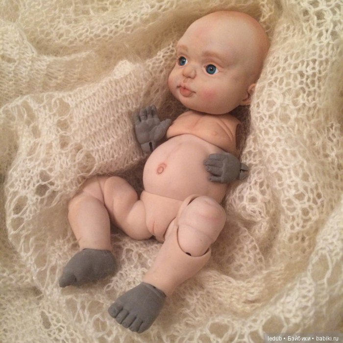 Пробная роспись. Авторская шарнирная кукла (фото 7)