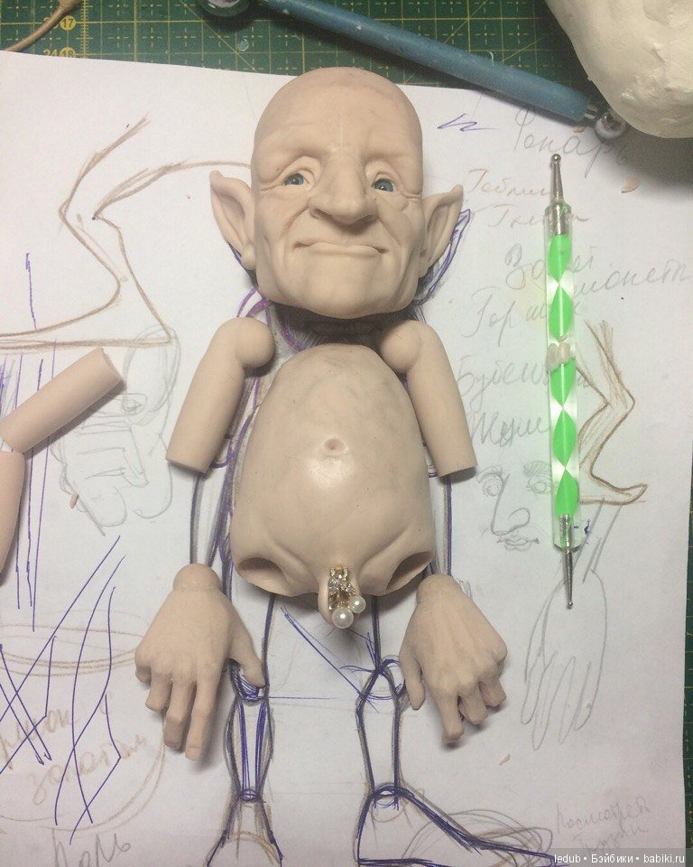 Работа над новой куклой "Mr. Green" Лели Дубровиной (фото 5)