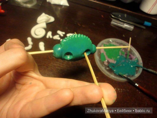 Как я делала фарфоровых хамелеончиков. Мастер-класс авторская игрушка своими руками