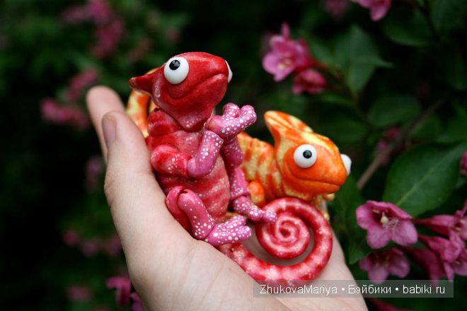 Как я делала фарфоровых хамелеончиков. Мастер-класс авторская игрушка своими руками