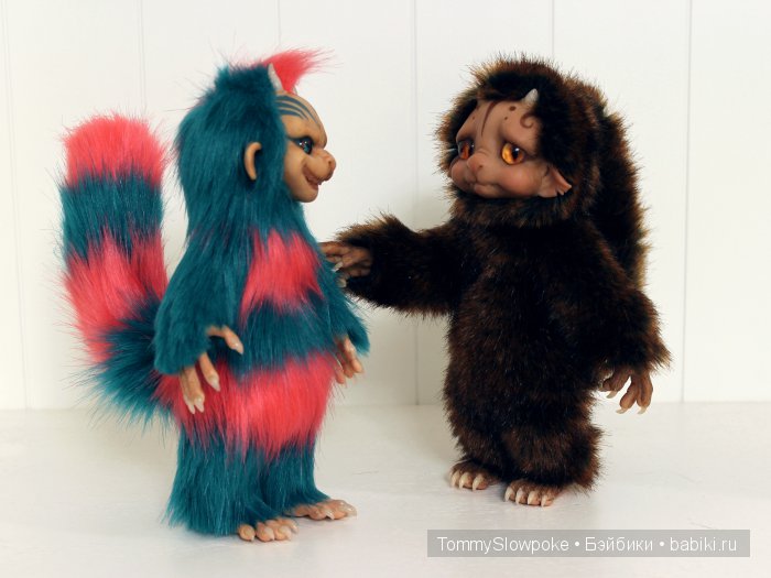 Бурый троллик — Игрушки в смешанной технике (мех и глина): Арт