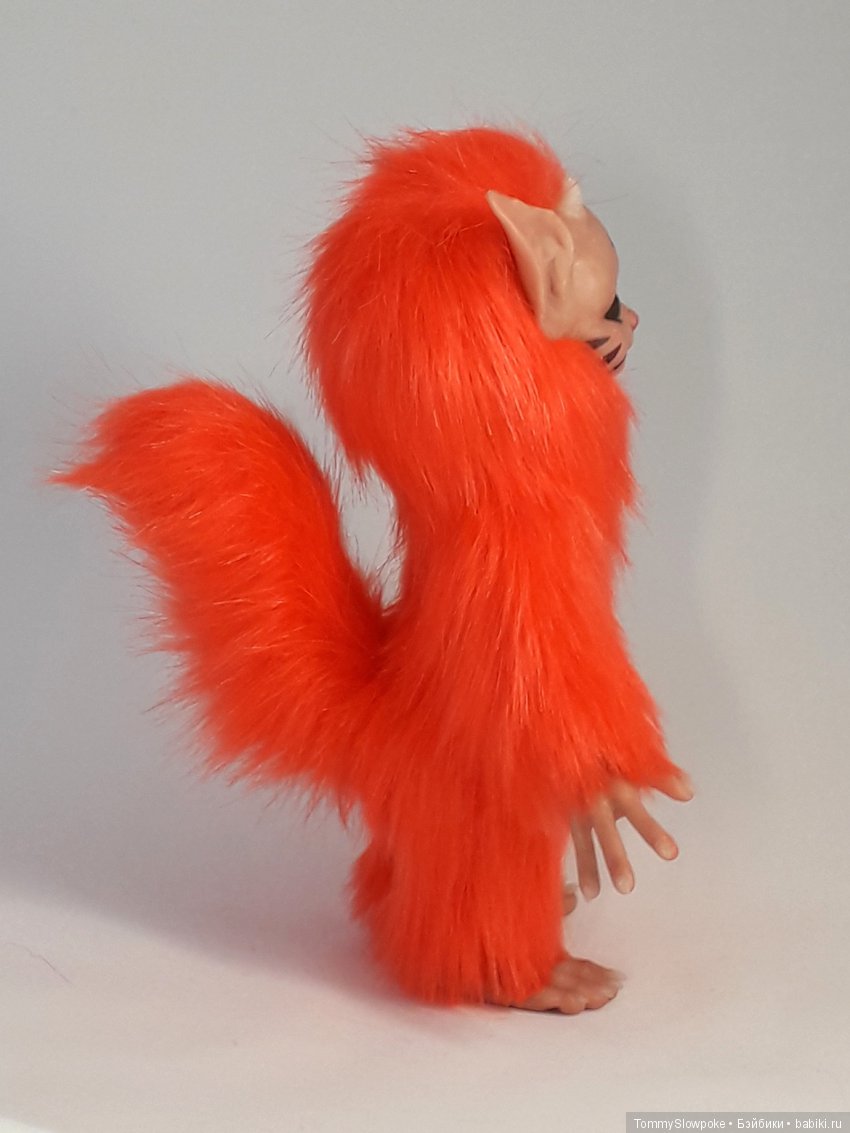 Оранжевый Троллик — Игрушки в смешанной технике (мех и глина): Арт (фото 5)