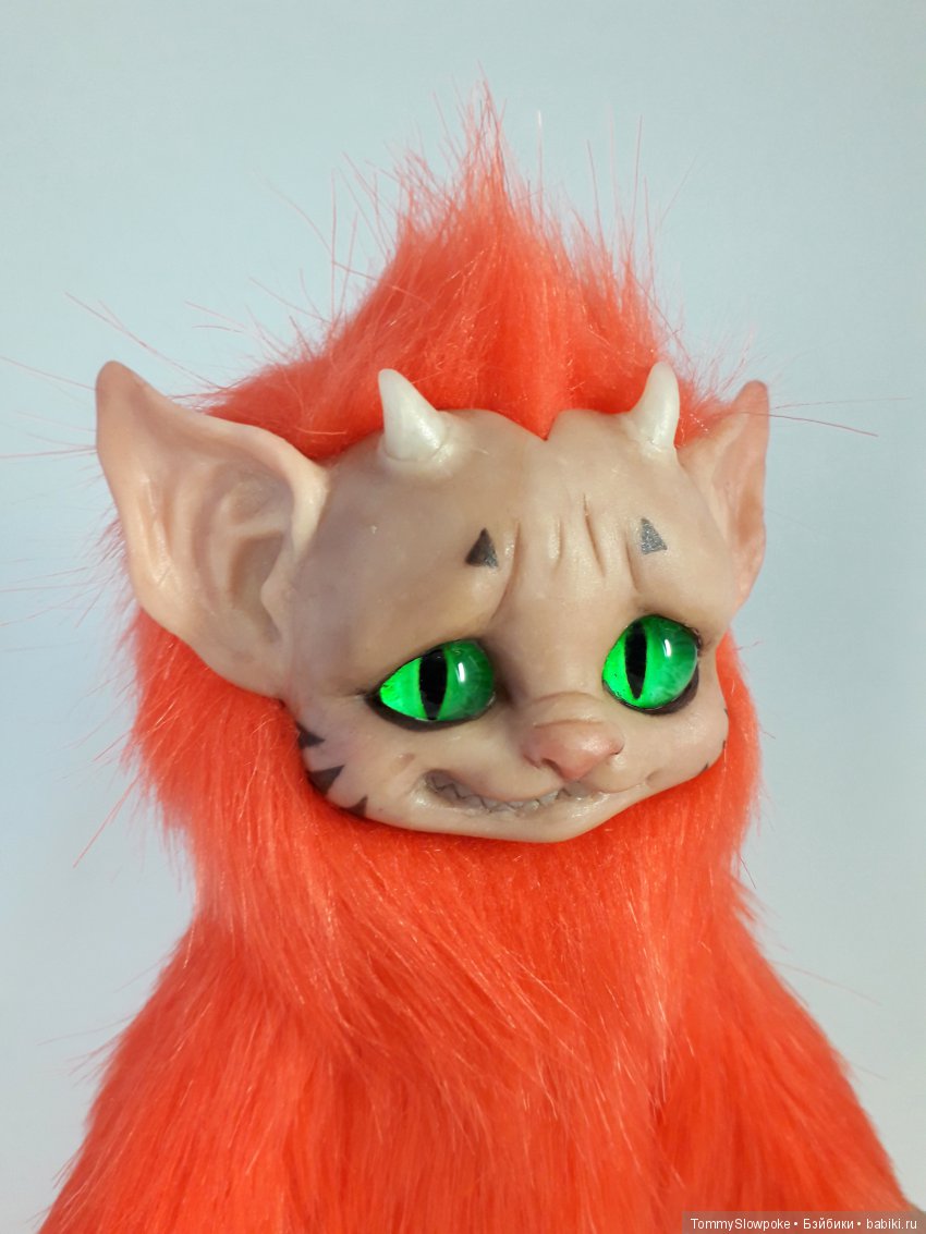 Оранжевый Троллик — Игрушки в смешанной технике (мех и глина): Арт (фото 4)