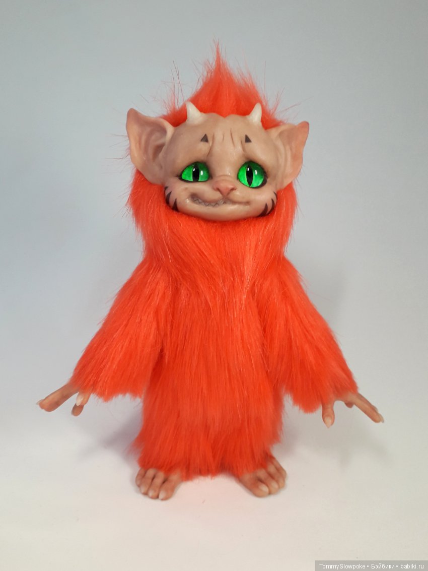 Оранжевый Троллик — Игрушки в смешанной технике (мех и глина): Арт (фото 2)