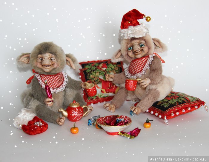 Скоро новый год — Игрушки в смешанной технике (мех и глина): Арт