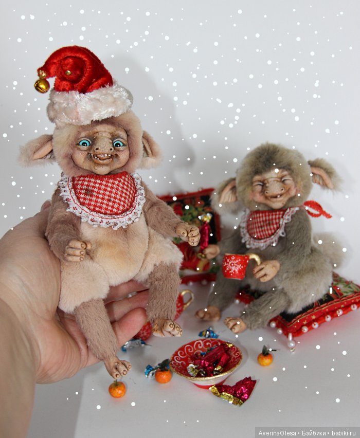 Скоро новый год — Игрушки в смешанной технике (мех и глина): Арт