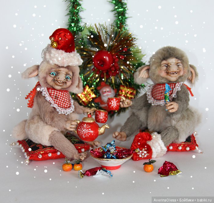 Скоро новый год — Игрушки в смешанной технике (мех и глина): Арт
