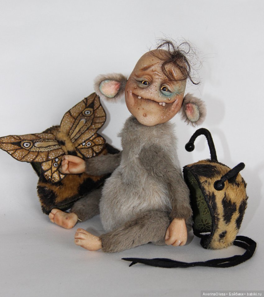 Жужик бабочковый — Игрушки в смешанной технике (мех и глина): Арт (фото 10)