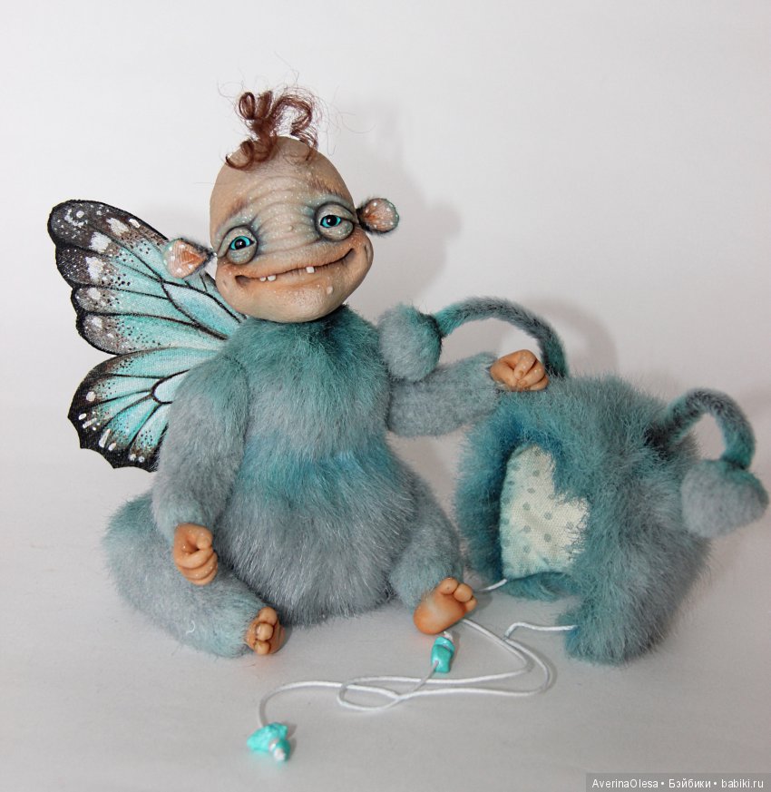 ЖуЖик - Голубая бабочка — Игрушки в смешанной технике (мех и глина): Арт (фото 10)