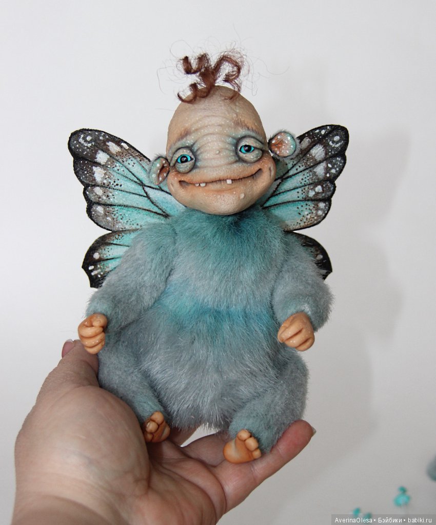 ЖуЖик - Голубая бабочка — Игрушки в смешанной технике (мех и глина): Арт