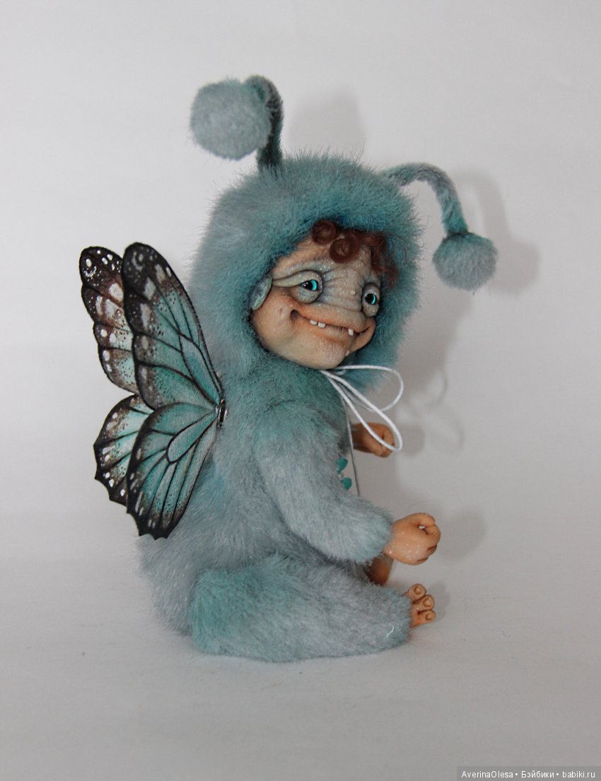 ЖуЖик - Голубая бабочка — Игрушки в смешанной технике (мех и глина): Арт (фото 9)