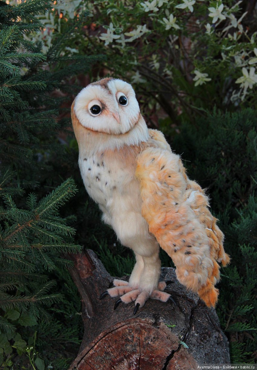 Сипуха — Игрушки в смешанной технике (мех и глина): Арт