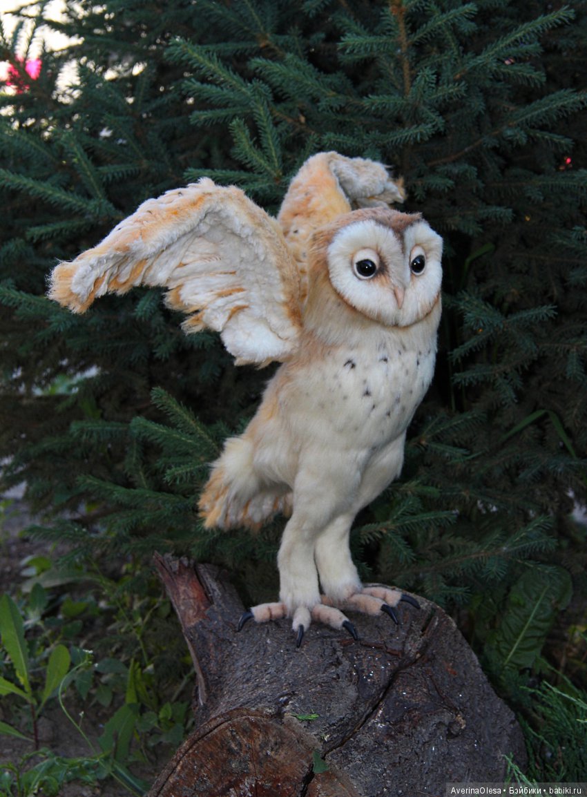 Сипуха — Игрушки в смешанной технике (мех и глина): Арт (фото 3)