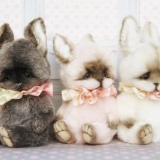 Летние зайчата, игрушки  ручной работы