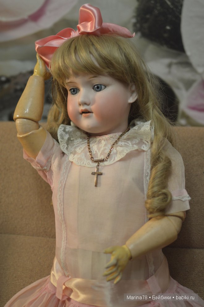 Нинель - антикварная кукла от Armand Marseille, клеймо DRGM 390 n, 246/1, А12М, 76см (фото 4)