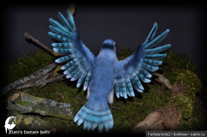 Синяя сойка птица мягкая подвижная скульптура