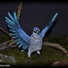 Синяя сойка птица мягкая подвижная скульптура ручной работы