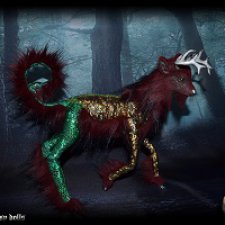 Волшебный олень, авторская подвижная мягкая скульптура