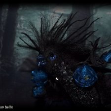 Зачарованный черный попугай авторская подвижная мягкая скульптура