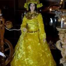 Платье и кокошник из винтажного плюша для Phicen