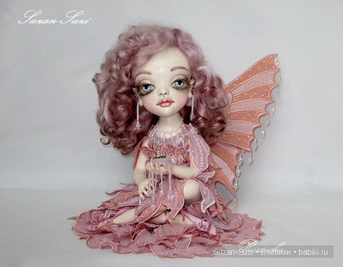 Утренняя фея Росинка на цветке. Кукла из ткани