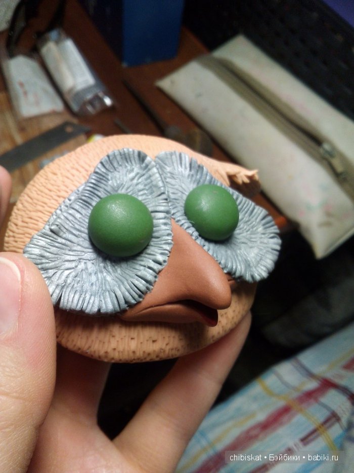 Совята пузатики — Игрушки в смешанной технике (мех и глина): Арт (фото 2)