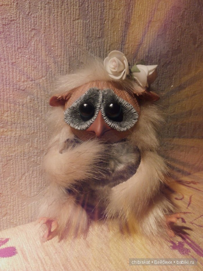 Совята пузатики — Игрушки в смешанной технике (мех и глина): Арт (фото 4)