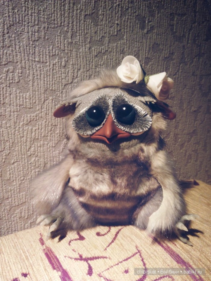 Совята пузатики — Игрушки в смешанной технике (мех и глина): Арт (фото 6)
