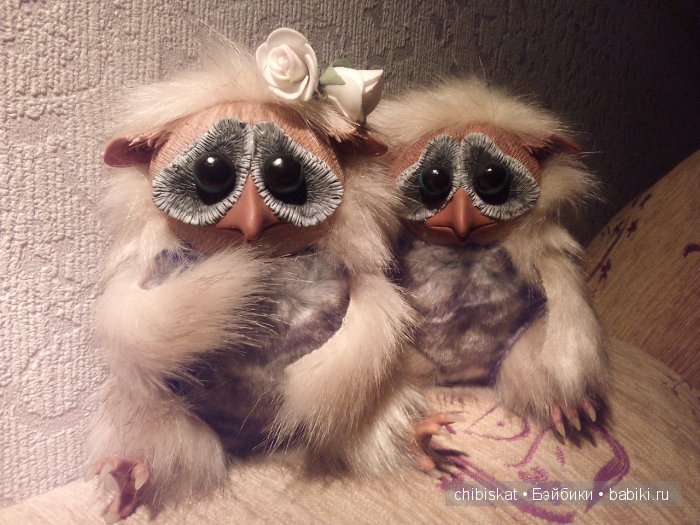 Совята пузатики — Игрушки в смешанной технике (мех и глина): Арт (фото 5)