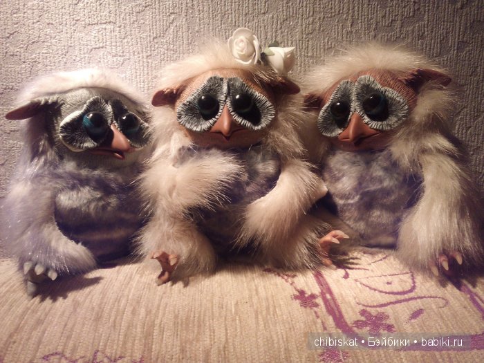 Совята пузатики — Игрушки в смешанной технике (мех и глина): Арт (фото 8)