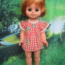 Кукла ГДР немецкая редкая 30см полностью резиновая рыжая.