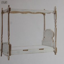 Сборная кровать с балдахином Wood Craft для кукол 1/12