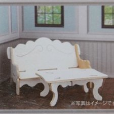 Сборный набор для гостиной  (диван и столик) Wood Craft для кукол 1/12