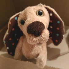 Пёсик с очень выразительными глазками. Игрушка ручной работы