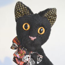 Чёрный кот, авторская игрушка своими руками