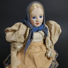 Антикварная текстильная польская кукла Made in Poland