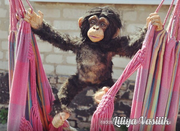 Шимпанзе. Авторские игрушки Лилии Василик (фото 6)