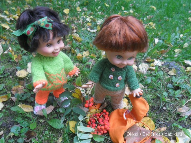 Осенняя прогулка в новых нарядах. Куклы Galoob Baby Face doll (фото 3)