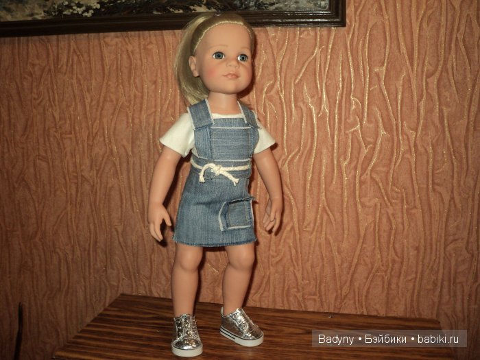 Сарафанчик джинсовый для куклы Готц (фото 5)
