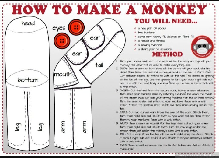 Обезьянка Sock Monkey — Авторские украшения и аксессуары для кукол: фото (фото 7)