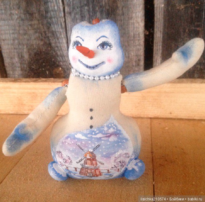 Снеговик — Текстильные игрушки и примитивы: кофейные (фото 7)