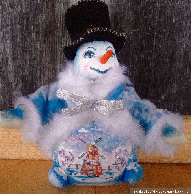 Снеговик — Текстильные игрушки и примитивы: кофейные