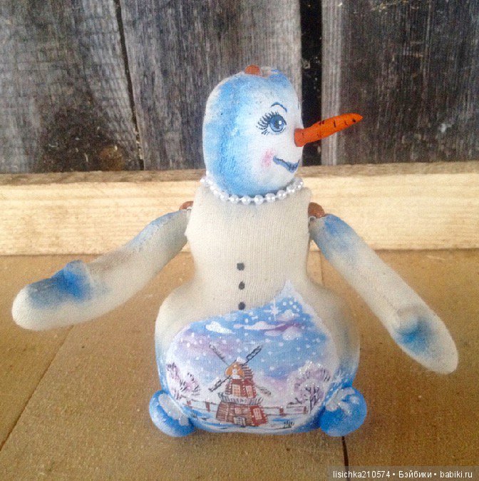 Снеговик — Текстильные игрушки и примитивы: кофейные